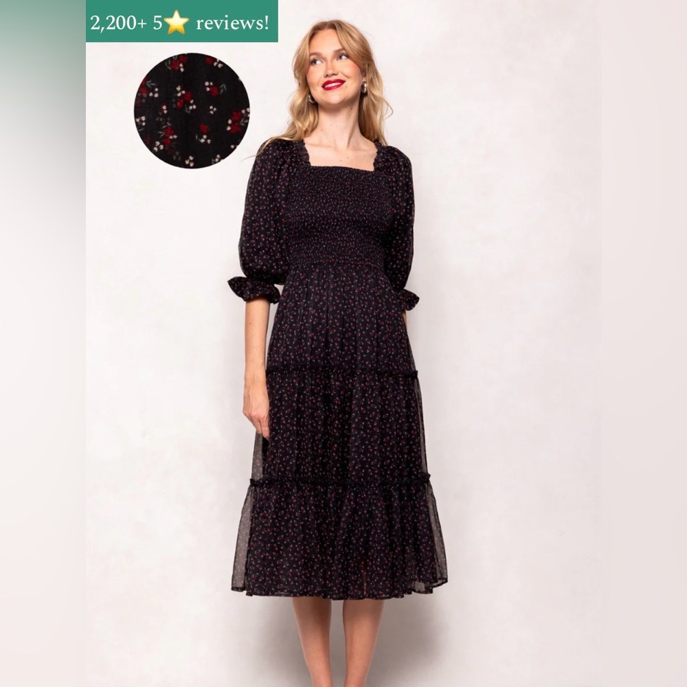 Ivy City Co Madeline Black Ditsy Floral Midi Dress